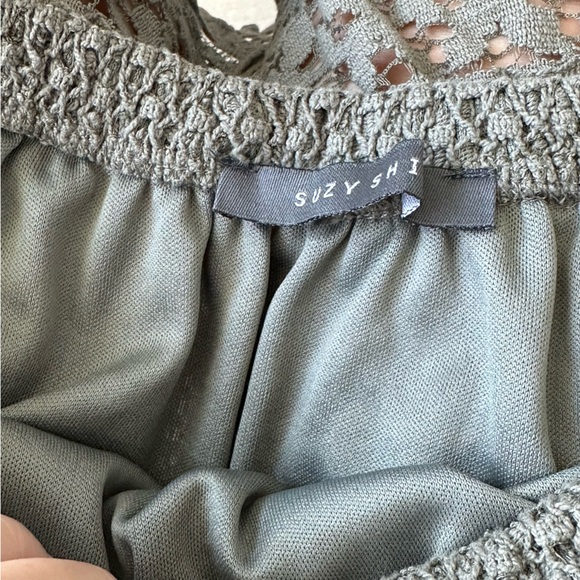 Suzy Shier green grey LaceOff-Shoulder Top fairycore - Picture 2 of 5